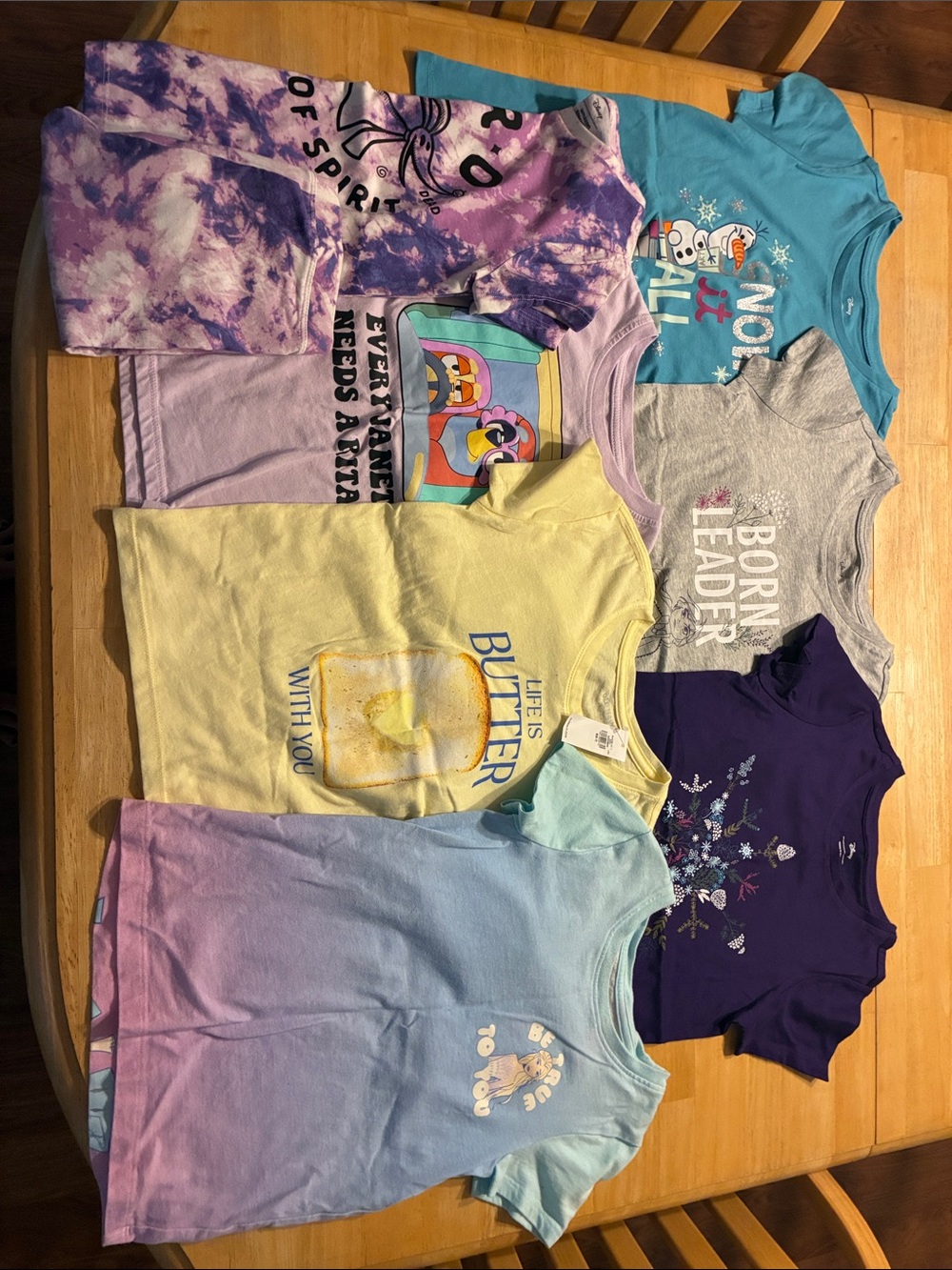 Disney Kids Short Sleeve Tee Pack - Purple, Yellow, Blue, Gray, Teal Mix